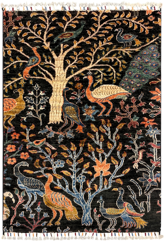 27824-Chobi Ziegler Handmade/Hand-knotted Afghan Rug/Carpet Tribal/Nomadic Authentic/ Size: 4'0" x 2'8" / 122cm x 81cm
