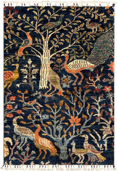 27825-Chobi Ziegler Handmade/Hand-knotted Afghan Rug/Carpet Tribal/Nomadic Authentic/ Size: 4'1" x 2'8" / 124cm x 81cm