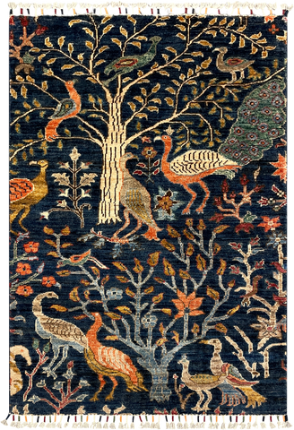 27825-Chobi Ziegler Handmade/Hand-knotted Afghan Rug/Carpet Tribal/Nomadic Authentic/ Size: 4'1" x 2'8" / 124cm x 81cm