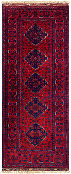 27830-Chobi Ziegler Handmade/Hand-knotted Afghan Rug/Carpet Tribal/Nomadic Authentic/ Size: 6'5" x 2'6" /196cm x 76cm