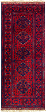 27830-Chobi Ziegler Handmade/Hand-knotted Afghan Rug/Carpet Tribal/Nomadic Authentic/ Size: 6'5" x 2'6" /196cm x 76cm
