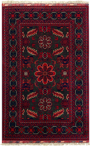 27833-Chobi Ziegler Handmade/Hand-knotted Afghan Rug/Carpet Tribal/Nomadic Authentic/ Size: 5'3" x 3'2" / 160cm x 97cm