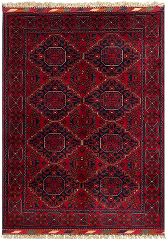 27834-Chobi Ziegler Handmade/Hand-knotted Afghan Rug/Carpet Tribal/Nomadic Authentic/ Size: 4'9" x 3'3" / 145cm x 99cm