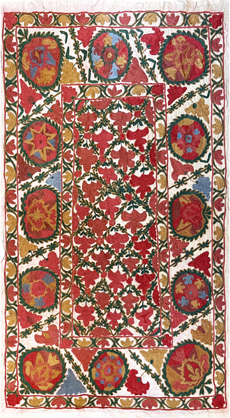 27931- Table Decor Cloth /Fine Hand-Printed/Afghan /Cotton base/wool+ Cotton pile /Modern/Nomadic Authentic/Size: 5'2" x 2'10"/157cm x 86cm