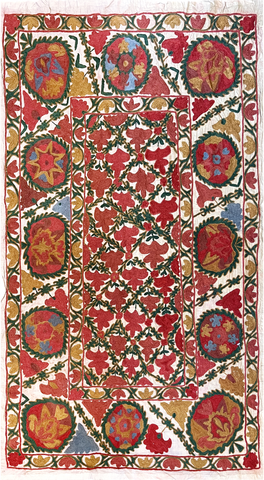 27931- Table Decor Cloth /Fine Hand-Printed/Afghan /Cotton base/wool+ Cotton pile /Modern/Nomadic Authentic/Size: 5'2" x 2'10"/157cm x 86cm