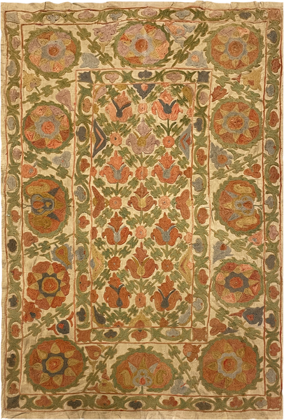 27932- Table Decor Cloth /Fine Hand-Printed/Afghan /Cotton base/wool+ Cotton pile /Modern/Nomadic Authentic/Size: 5'2" x 3'6"/157cm x 107cm