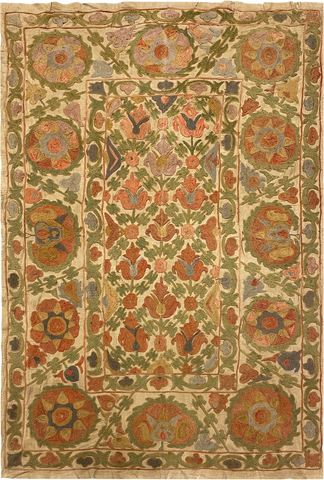 27932- Table Decor Cloth /Fine Hand-Printed/Afghan /Cotton base/wool+ Cotton pile /Modern/Nomadic Authentic/Size: 5'2" x 3'6"/157cm x 107cm