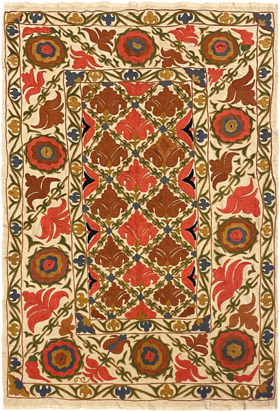 27934- Table Decor Cloth /Fine Hand-Printed/Afghan /Cotton base/wool+ Cotton pile /Modern/Nomadic Authentic/Size: 5'2" x 3'6"/157cm x 107cm