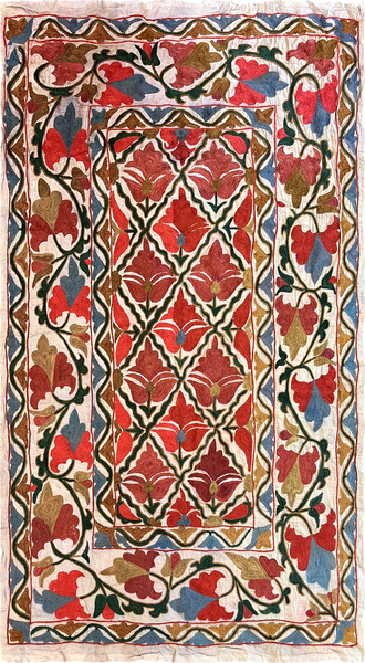 27935- Table Decor Cloth /Fine Hand-Printed/Afghan /Cotton base/wool+ Cotton pile /Modern/Nomadic Authentic/Size: 5'2" x 2'10"/157cm x 83cm