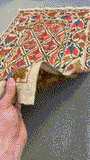 27935- Table Decor Cloth /Fine Hand-Printed/Afghan /Cotton base/wool+ Cotton pile /Modern/Nomadic Authentic/Size: 5'2" x 3'6"/157cm x 107cm