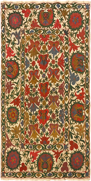 27937- Table Decor Cloth /Fine Hand-Printed/Afghan /Cotton base/wool+ Cotton pile /Modern/Nomadic Authentic/Size: 6'6" x 3'3"/198cm x 99cm