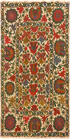 27937- Table Decor Cloth /Fine Hand-Printed/Afghan /Cotton base/wool+ Cotton pile /Modern/Nomadic Authentic/Size: 6'6" x 3'3"/198cm x 99cm