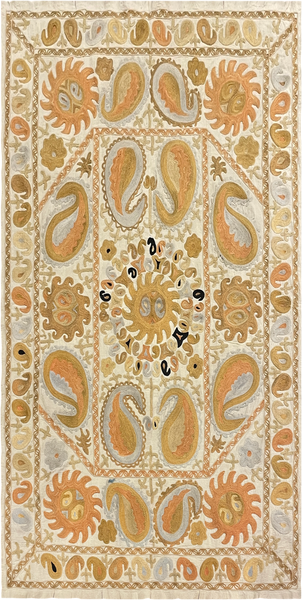 27938- Table Decor Cloth /Fine Hand-Printed/Afghan /Cotton base/wool+ Cotton pile /Modern/Nomadic Authentic/Size: 6'6" x 3'3"/198cm x 99cm
