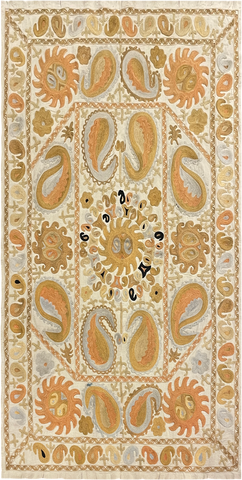 27938- Table Decor Cloth /Fine Hand-Printed/Afghan /Cotton base/wool+ Cotton pile /Modern/Nomadic Authentic/Size: 6'6" x 3'3"/198cm x 99cm
