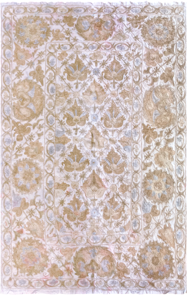 27939- Table Decor Cloth /Fine Hand-Printed/Afghan /Cotton base/wool+ Cotton pile /Modern/Nomadic Authentic/Size: 4'10" x 3'1"/147cm x 94cm
