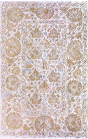 27939- Table Decor Cloth /Fine Hand-Printed/Afghan /Cotton base/wool+ Cotton pile /Modern/Nomadic Authentic/Size: 4'10" x 3'1"/147cm x 94cm