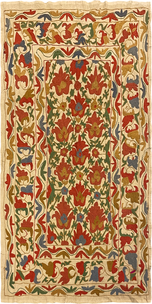 27940- Table Decor Cloth /Fine Hand-Printed/Afghan /Cotton base/wool+ Cotton pile /Modern/Nomadic Authentic/Size: 6'6" x 3'3"/198cm x 99cm
