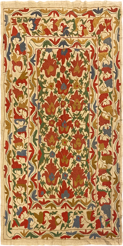 27940- Table Decor Cloth /Fine Hand-Printed/Afghan /Cotton base/wool+ Cotton pile /Modern/Nomadic Authentic/Size: 6'6" x 3'3"/198cm x 99cm