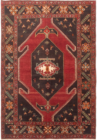 27857-Hamadan Hand-Knotted/Handmade Persian Rug/Carpet Tribal/Nomadic Authentic/ Size: 9'9" x 6'7"/297cm x 201cm