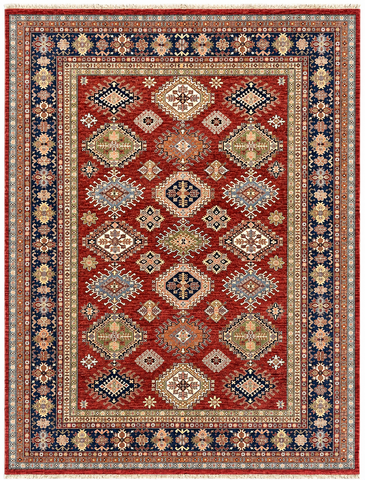 27582-Royal Kazak Hand-Knotted/Handmade Afghan Rug/Carpet Tribal/Nomadic Authentic/ Size: 11'10" x 9'1"/361cm x 277cm
