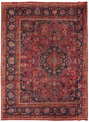 27365-Mashad Hand-Knotted/Handmade Persian Rug/Carpet Traditional Authentic/ Size: 11'2" x 10'0"/340cm x 305cm