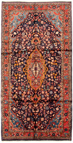 27867-Hamadan Hand-Knotted/Handmade Persian Rug/Carpet Tribal/Nomadic Authentic/ Size: 11'0" x 5'4"/335cm x 163cm