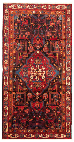 27873-Hamadan Hand-Knotted/Handmade Persian Rug/Carpet Tribal/Nomadic Authentic/ Size: &nbsp;9'3" x 4'9"/282cm x 145cm