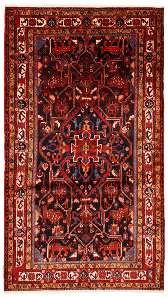 27866-Hamadan Hand-Knotted/Handmade Persian Rug/Carpet Tribal/Nomadic Authentic/ Size: 9'6" x 5'2"/290cm x 157cm