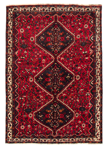 27854- Shiraz Persian Hand-knotted/Authentic/Traditional Nomadic/Tribal / Size: 8'10" x 6'2"/269cm x 188cm