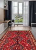 27858- Shiraz Persian Hand-knotted/Authentic/Traditional Nomadic/Tribal / Size: 8'10" x 5'10"/269cm x 178cm