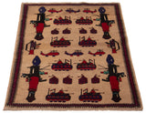 26820- Balutch War RugPersian Hand-knotted Authentic/Nomadic/Tribal Rug/Carpet/ Size: 4'7" x 3'1"