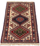 26794-Yalameh Hand-Knotted/Handmade Persian Rug/Carpet Tribal/Nomadic Authentic/ Size: 3'5" x 1'8"