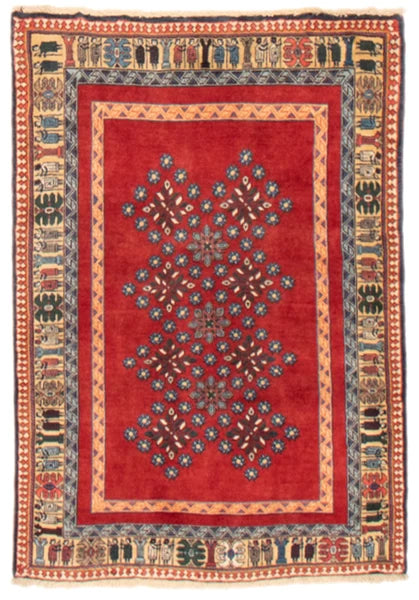 26105-Yalameh Hand-Knotted/Handmade Persian Rug/Carpet Tribal/Nomadic Authentic/ Size: 4'7" x 3'5"/ 140cm x 104cm
