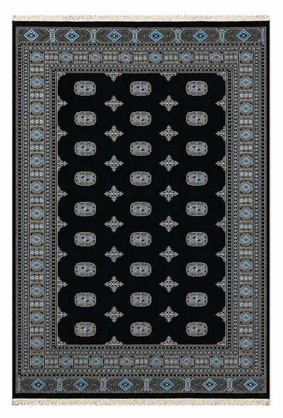 27589-Bokhara Hand-Knotted/Handmade Pakistani Rug/Carpet Tribal/Nomadic Authentic/ Size: 9'5" x 6'3"/287cm x 190cm
