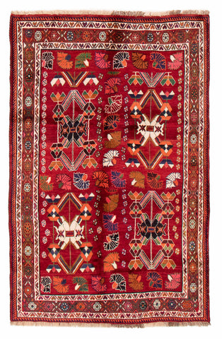27870- Shiraz Persian Hand-knotted/Authentic/Traditional Nomadic/Tribal / Size: 7'10" x 4'11"/239cm x 150cm