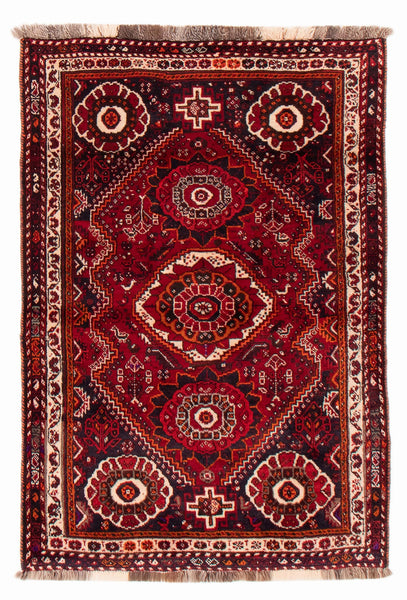 27892- Shiraz Persian Hand-knotted/Authentic/Traditional Nomadic/Tribal / Size: 5'5" x 3'7"/165cm x 109cm