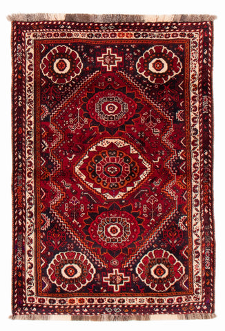 27892- Shiraz Persian Hand-knotted/Authentic/Traditional Nomadic/Tribal / Size: 5'5" x 3'7"/165cm x 109cm