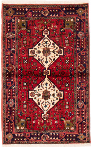 26769-Hamadan Hand-Knotted/Handmade Persian Rug/Carpet Tribal/Nomadic Authentic/ Size: 4'11" x 3'1"