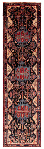 27118-Hamadan Hand-Knotted/Handmade Persian Rug/Carpet Tribal/Nomadic Authentic/ Size: 15'8" x 3'5"