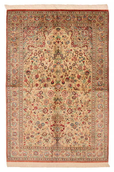 27098-Ghom Hand-knotted/Handmade Persian Rug/Carpet Traditional Authentic/ Size: 7'0" x 4'6"