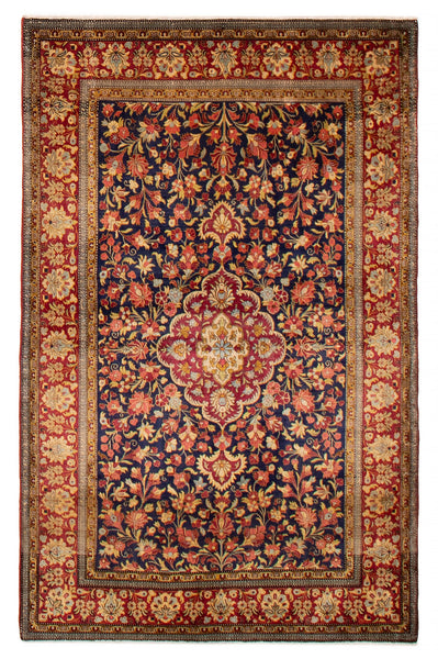 27038-Ghom Hand-knotted/Handmade Persian Rug/Carpet Traditional Authentic/ Size: 5'5" x 3'5"