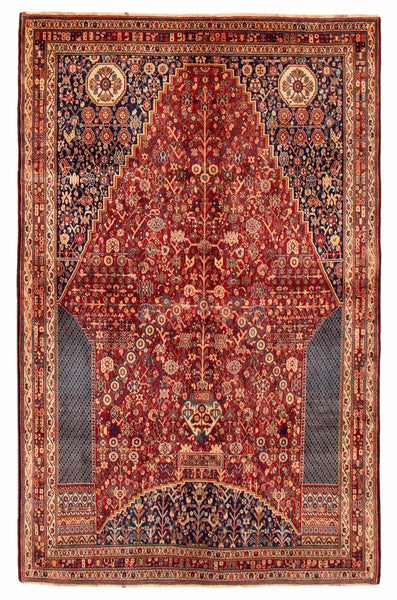 27108-Ghashgai Hand-Knotted/Handmade Persian Rug/Tribal/ Nomadic/Authentic/ Size: 8'0" x 5'0"