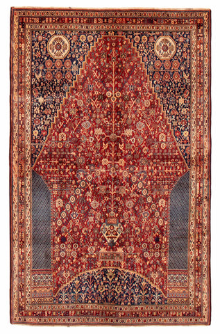 27108-Ghashgai Hand-Knotted/Handmade Persian Rug/Tribal/ Nomadic/Authentic/ Size: 8'0" x 5'0"