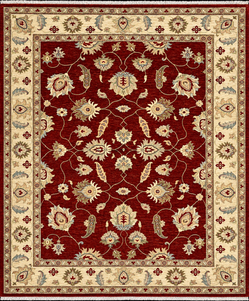 19224-Chobi Ziegler Hand-Knotted/Handmade Afghan Rug/Carpet Traditional Authentic/ Size: 7'11''x 6'7''/ 241cm x 200cm