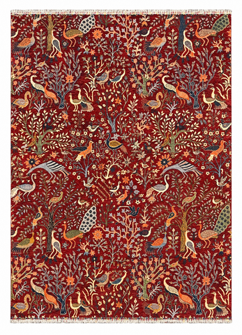 27818-Chobi Ziegler Handmade/Hand-knotted Afghan Rug/Carpet Tribal/Nomadic Authentic/ Size: 9'7" x 8'3" / 292cm x 251cm