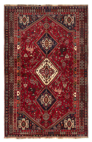 27372- Shiraz Persian Hand-knotted/Authentic/Traditional Nomadic/Tribal / Size: 8'8" x 5'6"/264cm x 168cm