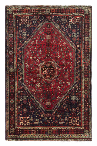 27371- Shiraz Persian Hand-Knotted/Authentic/Traditional Nomadic/Tribal / Size:8'10" x 5'8"/269cm x 173cm