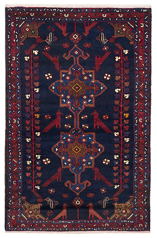 27881- Shiraz Persian Hand-knotted/Authentic/Traditional Nomadic/Tribal / Size: 6'9" x 4'3"/206cm x 130cm