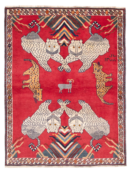 27381-Ghashgai Hand-Knotted/Handmade Persian Rug/Tribal/ Nomadic/Authentic/ Size: 6'0" x 4'7"/183cm x 140cm
