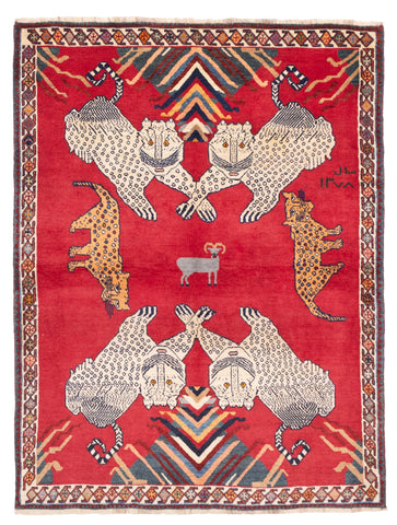 27381-Ghashgai Hand-Knotted/Handmade Persian Rug/Tribal/ Nomadic/Authentic/ Size: 6'0" x 4'7"/183cm x 140cm